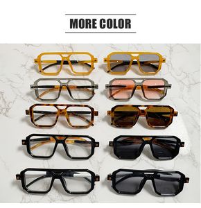 Новые модные солнцезащитные очки в квадратной оправе с двойным лучом для мужчин в Европе и США, красные уличные солнцезащитные очки, трендовые очки