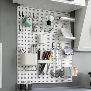 Bathroom Shelves DIY Pegboard Accessories Hanging Shelf Storage Hooks Wall Organizer No Punching Crafts Organization For Garage Kitchen Room 230613