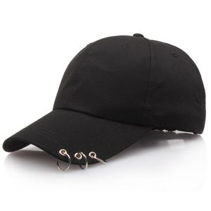 Top Caps Unisex Punk Beyzbol Kapağı Halkalar Moda Boy Boy Ayarlanabilir Sıradan Spor Hip-Hop Balk Hat Kadınlar Siyah Pembe Beyaz Kaplar 230612