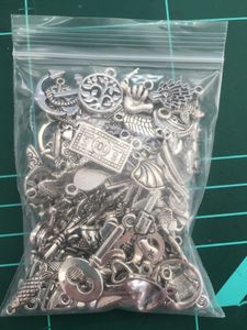 Lockets Wholesale 80pcs Random Mix different Tibetan Silver Charms Dangle Metal Alloy Charm fit Pendants for jewelry making 230612