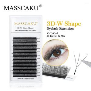 False Eyelashes MASSCAKU 5D W Shape Blister Premade Fans Lash Extensions Super Soft Design Volume Eyelash Natural Flase Lashes Makeup