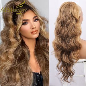 Хвостики Aisi Beauty Synthetic Long Wavy Haistail Extensions для чернокожих женщин Omber Blond Ash Brown Clies