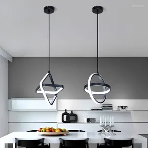 Pendant Lamps Modern Led Light Black&White Creative Chandelier Lamp For Dining Room Kitchen Bedside Bedroom Hanging