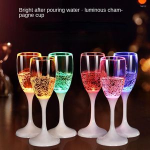 Cups Saucers Colorful Luminous Lighting Water Wine Glass Cup Mug Glowing Liquid Induction Flash For Party Wedding Decoration