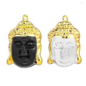 Kolye Kolyeleri Doğal Obsidyen Beyaz Kristal Kuvars Budizm Shakyamuni Buda Tathagata Metal Trim Charm Songle Kolye Takı Parçası