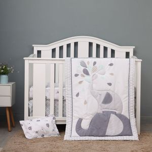 Bettwäsche-Sets, 4-teiliges Babybett-Set für Mädchen und Jungen, einschließlich Steppdecke, Bettlaken, Rock und Kissenbezug 230613