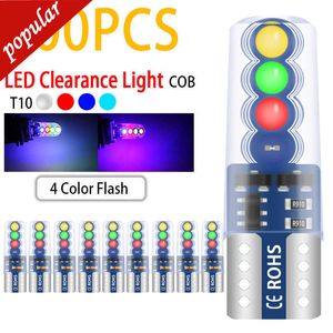 Новая 200 шт. T10 W5W светодиодная лампа 8SMD COB 194 168 2825 Автомобильная вспышка/стробоскопная сторона считывания клиновой лампы лампочки лампочки для парковки 12 В 4 Цвет