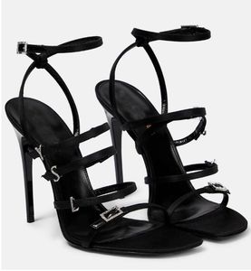 Günlük Yaz Markası Jerry Sandalet Ayakkabı Kadın Kristal Emilmiş Saten Tokes Kayış Yüksek Topuklu Siyah Lady Sandalias Partisi Gelinlik EU35-43