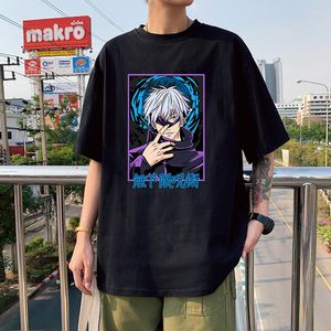 Camicie da uomo gojo satoru jujutsu kaisen t-shirt anime stampati uomini donne estetica tees pullover di alta qualità in cotone ombre camicia