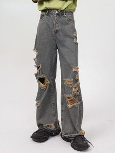 Erkek Kot Retro Kırık Erkekler Hip-Hop Street Çekim Yaz Günlük Düz Moda Kişilik Kot pantolon