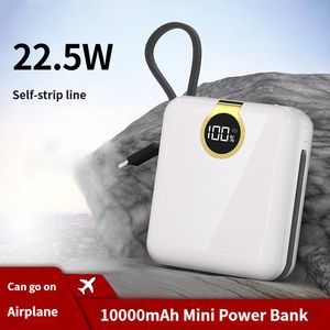 Taşınabilir Güç Bankası 20000mAH Mini Powerbank 22.5W TPYE C PD Kablo Hızlı Şarj Telefon Evrensel Pil Şarj Cihazı LED LAMBA