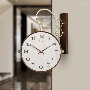 Duvar Saatleri Antik Stil Ahşap Modern Oturma Odası Dijital Mekanik Saat Şık Siyah Relogio De Parede Ev Tasarım