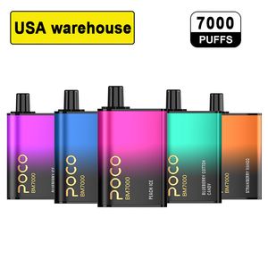 From USA Original 7000 puffs Eletronic Cigarette Mesh Coil Poco BM7000 Disposable Vape Pen Rechargeable 17ML 10 Flavors Device Newest Vapor pen