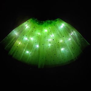 Etekler ışık led kız çocuk kıyafetleri yıldız tutu etek prenses parti tutuş tül çocuk bale dans yılı floresan yeşil 230614