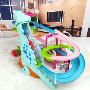 Electronic Pets Dinosaur Paradise Suit Pig Toys Climbing Stairs Track Peggy Slide Electric Assembly With Music Colorful 230613