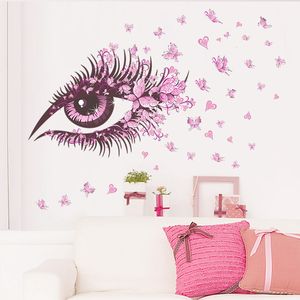 Seksi Kız Gözler Kelebek Duvar Stickers Oturmu Yatak Odası Kızlar Oda Dekoru Ev Dekorasyon Diy Çıkartmaları Kendi Yapışkan Duvar Poster
