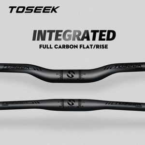 Bike Groupsets TOSEEK Carbon Fiber Bicycle MTB Handlebar Mountain RiserFlat Handlebars For Stem 318mm Matte Black Glossy 230614
