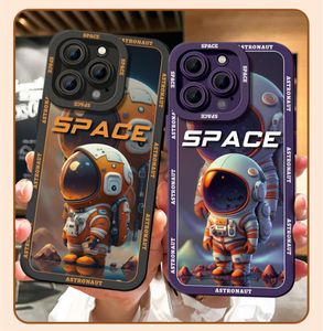 Capas de telefone de chamada de céu estrelado pintadas para astronauta de viagem espacial Estojo macio TPU com sensação de pele Capa traseira protetora anti-queda IMD para iPhone 14 Pro Max 13 12 11
