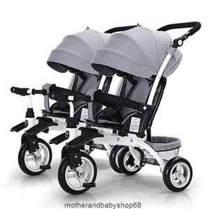 Twins Baby Side by Tricycle Bike Stroller 3 in 1 Can Sit and Lie Split the Child Ride Sleep Trailer Strollers