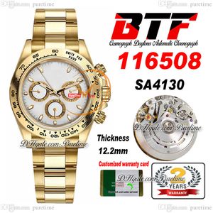 BTF Daha İyi Fabrika SA4130 Otomatik Kronograf Mens İzle 18K Sarı Altın Beyaz Çubuk Dial 904L Oystersteel Bilezik Süper Sürümü TH 12.2mm Reloj hombre Puretime B