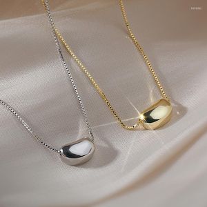 Kolye Kolyeleri Basit Titanyum Çelik Kolye Kadınlar için Altın Gümüş Renk Düzensiz Akasya Fasulyesi Takı Hangzhi 2023