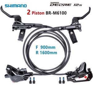 Bisiklet Frenleri Shimano Deore Br M6100 Hidrolik Disk Fren 2 Piston Tüp 900mm 1600mm MTB Bisiklet Ayakları için Reçine Pad ile 230614