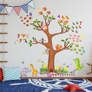 Çocuk Odası Yatak Odası Karikatür için Büyük Ağaç Kuş Duranı Karikatür Hayvan Duvar Sticker Kendinden Yapışkan Anaokulu Dekor Duvar Stickers Çocuk Hediye