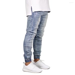Erkek kot pantolon denim joggers moda streç erkek jogger tasarım pantolon hip hop için