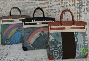 Сумка роскошная сумка для бренда Man Leisure Sumbag 40см Artatic Tote Toppest Полностью ручная качественная линия восковой линии