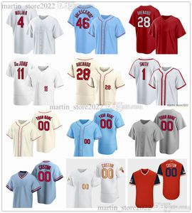 Maglie da baseball 11 Paul DeJong 50 Adam Wainwright 46 Paul Goldschmidt 28 Nolan Arenado 18 Walker Genesis Cabrera Contreras 5 Albert Pujols 1 Ozzie Smith 6 Stan Musial