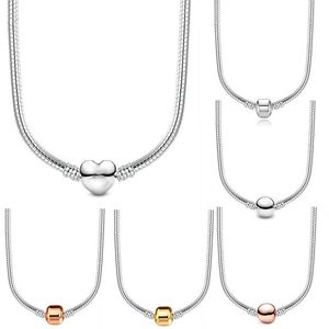 2023 nuove collane con ciondolo in argento S925 per gioielli firmati da donna Originali fai-da-te Pandora Moments Collana con catena a serpente Catene per clavicola di moda con scatola