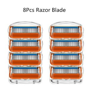 8-Pack Men's Razor Blades - 5-Layer Shaving Cartridges, Skin Care Shaver Heads, Smooth Shave Cassettes