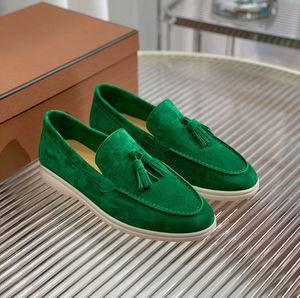 Lüks Lp Piana Kadın Ayakkabı Saçak süslü düz topuklular yürüyüşü Süet Loafers Moccasins Moccasins Kadın Lüks Tasarımcı Deri Sole Casual Elbise Ayakkabı Ayakkabı