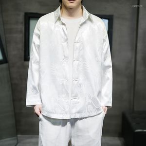 Erkekler Sıradan Gömlek Geleneksel Elbise Çin Ultra-İnce Buz İpek Gömlek Plus Boy Boyut Uzun Kollu Tang Takım Bahar 2023 Yaz Top Erkekler Giyim