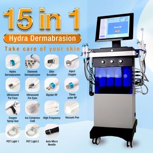 New 15 in 1 Facial Oxygen Jet Peel Hydro Dermabrasion Pore Shrink Skin Care Blackhead Remover Hydra facial Machine Beauty Health