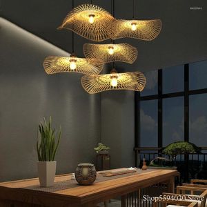 Kolye lambaları Çin Bambu Avizeleri Işıklar Yaratıcı Uzaylı Zen Çay Odası Hanglamp Japon dekoratif merdiven asılı lamba lamparas led