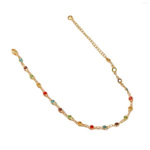 Anklets Gold Ankle Bracelets With Tassel 18K And Multi Color Crystal Zircon Anklet Foot Jewelry For Women Teen Girls Ly