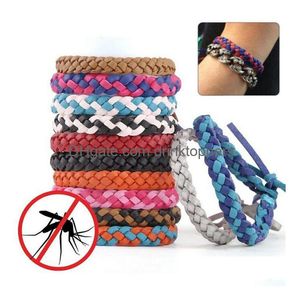 Pest Control Anti Mosquito Repellent Bracelet Stretchable Leather Woven Hand Wristband For Adt Children Bug Insect Protection Wrist Dhqwf