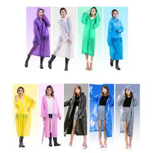 Adult Child Size Hooded EVA Rain Coat Unisex Waterproof Poncho Long Windproof Poncho Outdoor Hiking Transparent Raincoat Fashion Portable Rainwear No Disposable