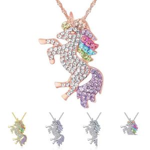 Kolye Kolyeleri Kristal Unicorn Kolye Gümüş Altın Elmas Hayvan Kadın Moda Moda Jewlary Will ve Sandy Hediye Drop Teslimat Jewelr DH0WC