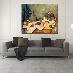 Empresyonist Natürmort Sanat Perde Sürahi ve Meyve Paul Cezanne Resim Hotel Lobby için El Yapımı Sanat Eserleri