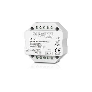 100-220VAC 1CH 0 1-10V WiFi & RF Push Dimmer L1(WT) Tuya APP Cloud on off Controller DIP Switch For Single Color Strip Lights