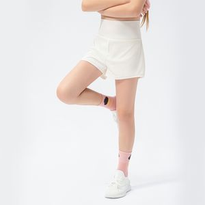 Çocuk yoga şortlu kıyafetler arka cepli yüksek bel spor giyim fitness giymek kısa pantolonlar astar ile elastik çalışan kızlar rh23407
