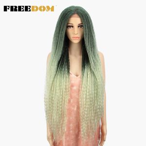 Женщина синтетическое кружевное парик Супер длинные 38 -дюймовые плетенные парики для чернокожих женщин Натуральный теплостойкий зеленый парик плетения 230524