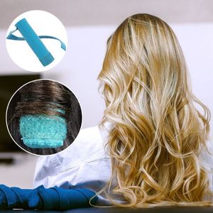 Saç klipsleri 8pcs saç silindirleri uyku styler kiti uzun pamuklu curlers diy stil araçları mavi renk sihirli saç giydirme büyüleyici kıvırcık saç klips 230616