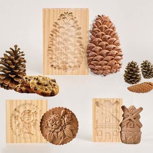 Backformen aus Holz, Keksform, Lebkuchenpresse, 3D-Kuchenprägung, Rosenblume, Bäckerei-Gadgets 230616