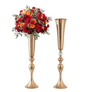 Eşsiz Doku Altın Metal Çiçek Vazo Masa Modern Dekorasyonlar Düğün İçin Stand Centerpieces