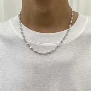 Strands Small Pearl Beads Chain Short Choker Necklace for Men Trendy Beaded on the Neck 2023 Fashion Jewelry Collar Gifts 230613