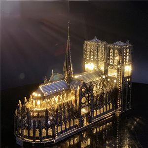 3D Puzzles Metal Bulma Yüksek Kalite Notre Dame De Paris Model Yetişkin Zor Bina Diy Oyuncaklar 230616