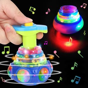 Спиннинг вершины с круглыми светящимися игрушечной легкой музыкой вращающаяся гироскопа Спиннер Спиннер Игрушки случайный цвет детские детские подарки 230616